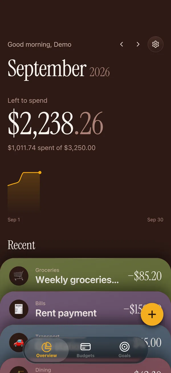 Finance app running in rnx
